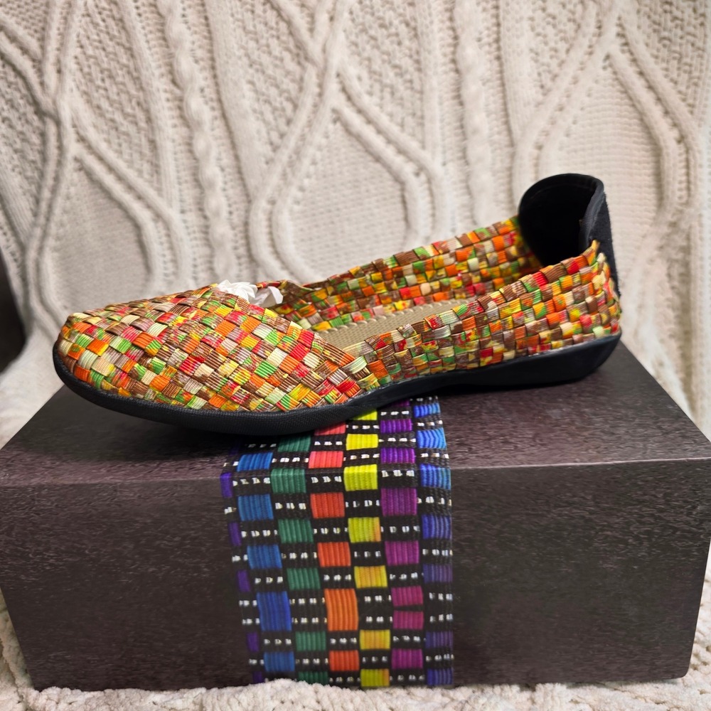 Bernie Mev Catwalk Woven Ballet Flats AUTUMN Orange‎ Brown Red Womens 39 8 NEW